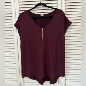 Women's Burgundy V-Neck Top
